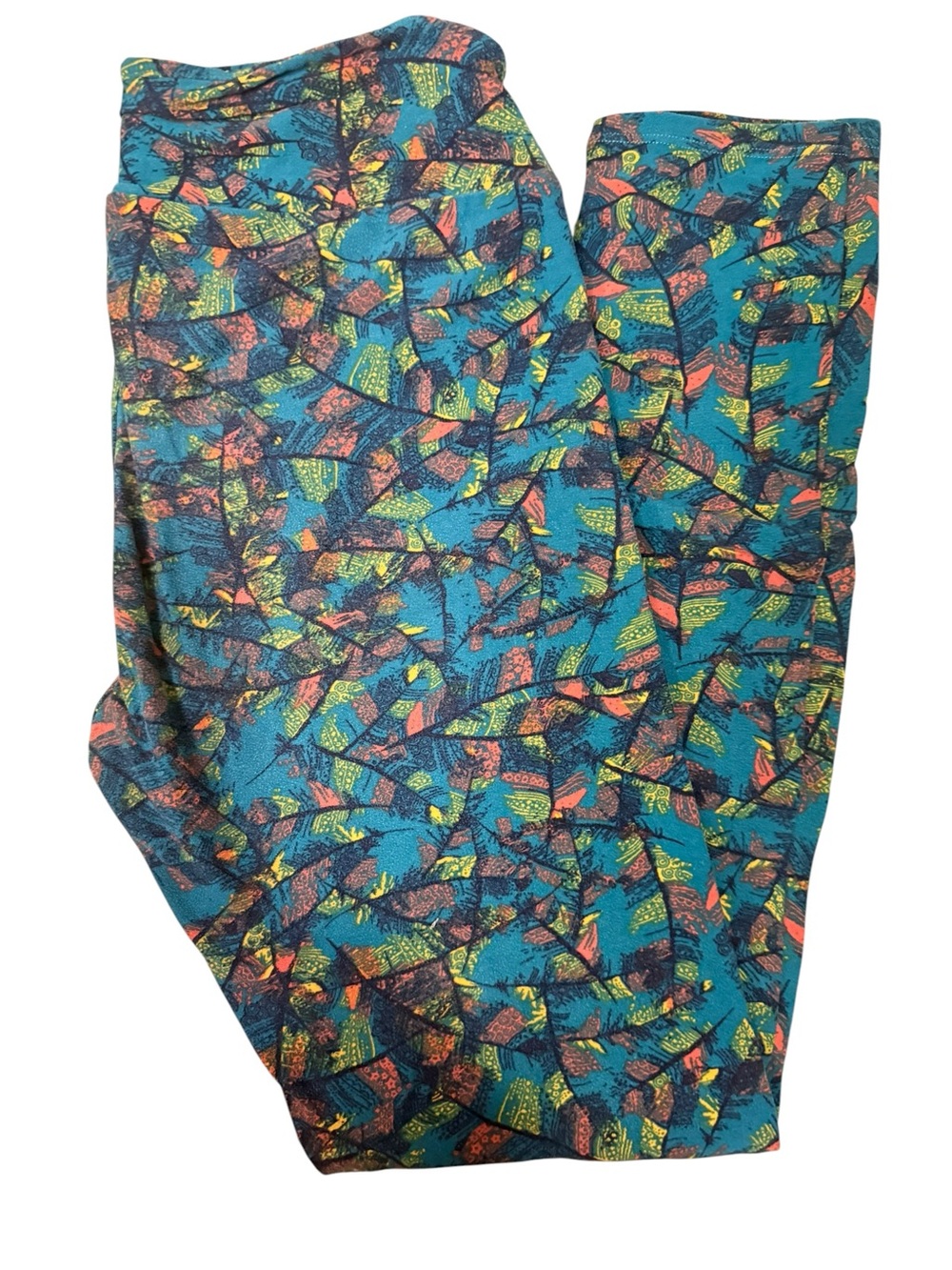 LuLaRoe Teal Multicolor Abstract Print Leggings